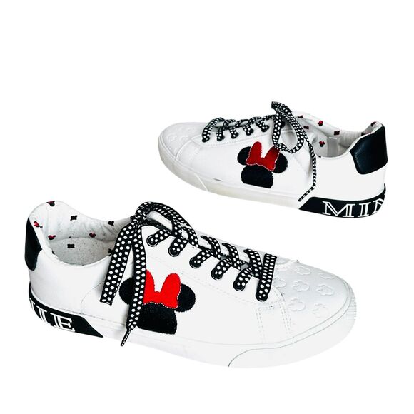 Cute Disney MINNIE MOUSE Sneakers Womens Size 10 Shoes White Black Red Vegan - Picture 2 of 10
